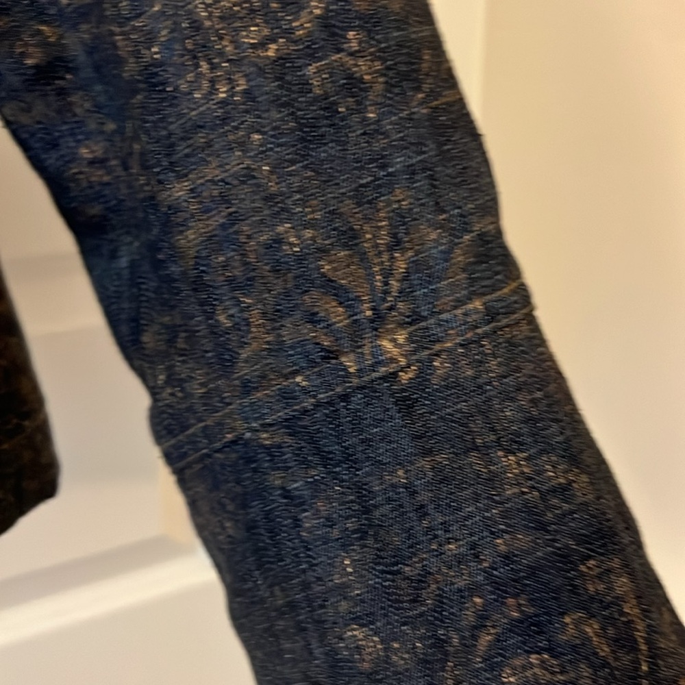 Coldwater Creek Jean denim jacket dark wash metallic print studded casual SZ 16 - Picture 6 of 16